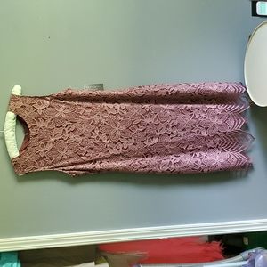 Sharagano, Rose Cocoa, lace, sleeveless, dress, size 16